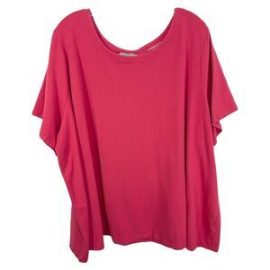Jessica London 30W 32W Top 3X Hot Pink Short Sleeve Tee Swing Trapeze A Line 938